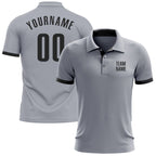 Custom Gray Black Performance Golf Polo Shirt photo 1