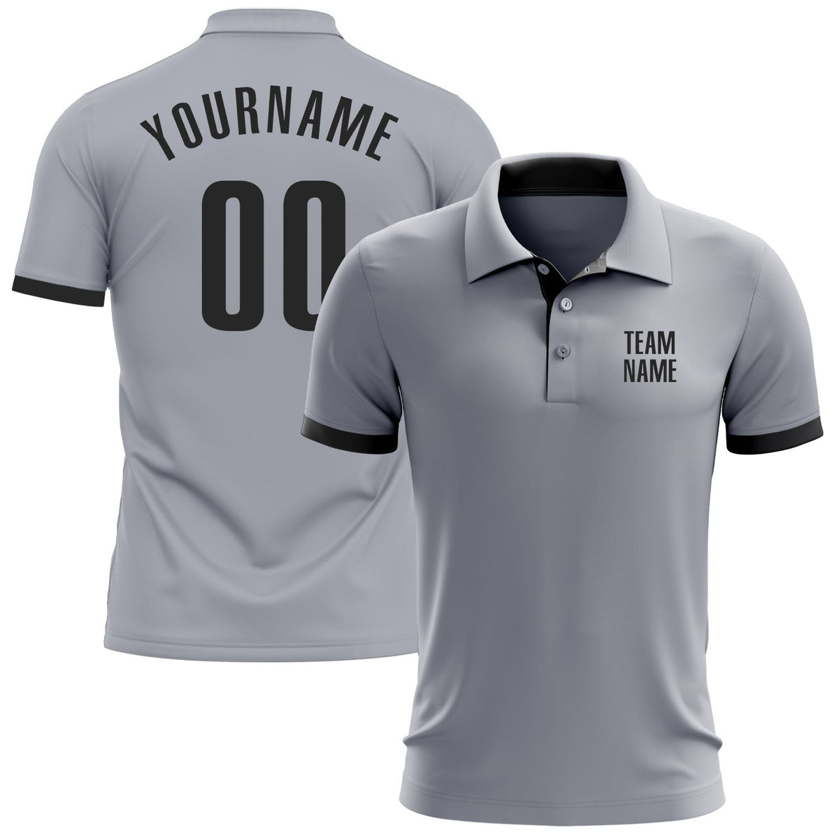 Custom Gray Black Performance Golf Polo Shirt photo 1