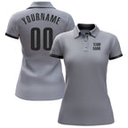 Custom Gray Black Performance Golf Polo Shirt photo 2