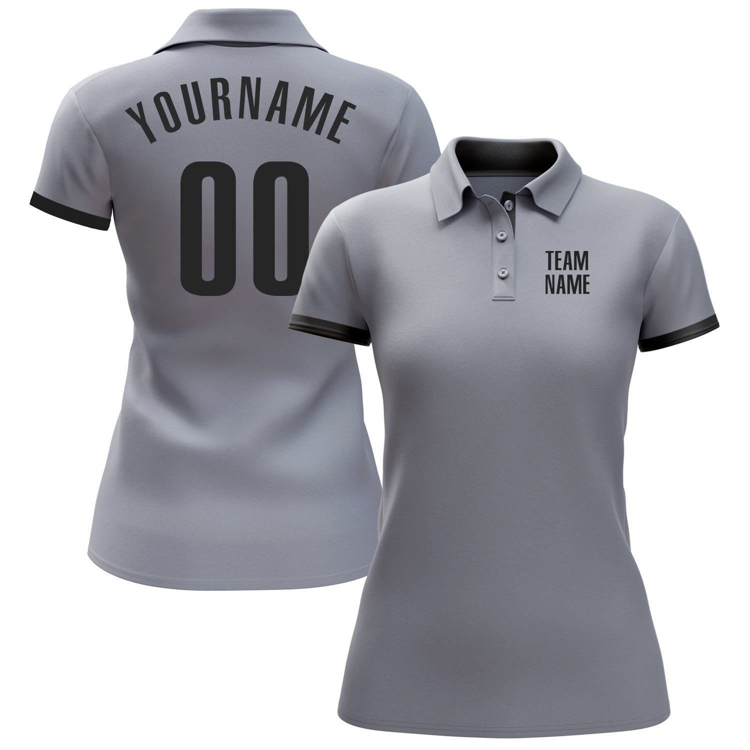 Custom Gray Black Performance Golf Polo Shirt photo 2