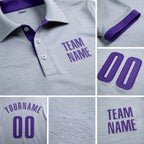 Custom Gray Purple Performance Golf Polo Shirt detail