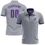 Custom Gray Purple Performance Golf Polo Shirt photo 1