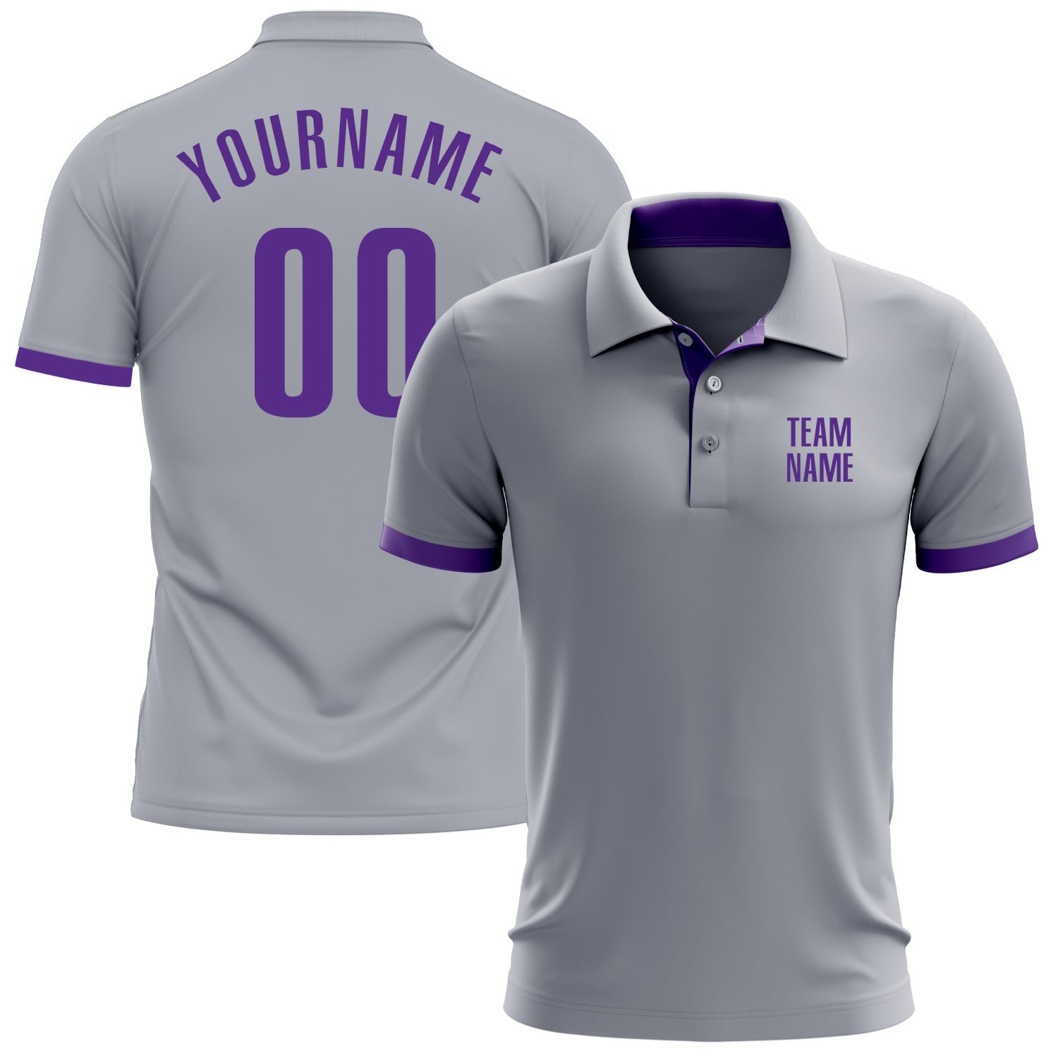 Custom Gray Purple Performance Golf Polo Shirt photo 1