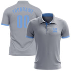Custom Gray Light Blue Performance Golf Polo Shirt photo 1