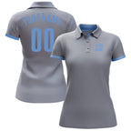 Custom Gray Light Blue Performance Golf Polo Shirt photo 2