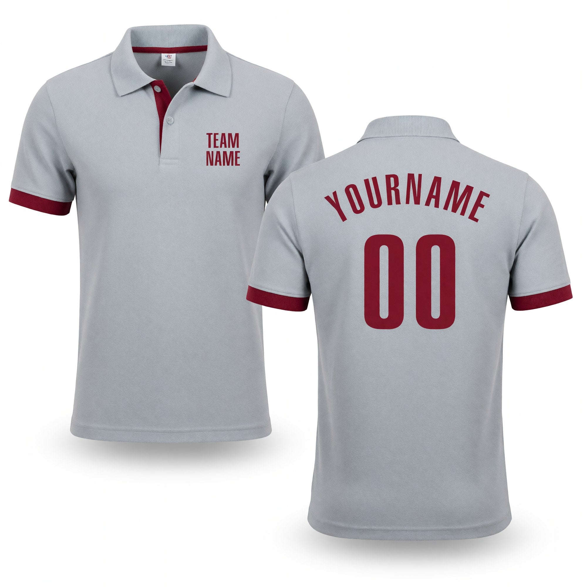 Custom Gray Crimson Performance Golf Polo Shirt