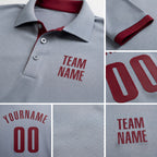 Custom Gray Crimson Performance Golf Polo Shirt detail