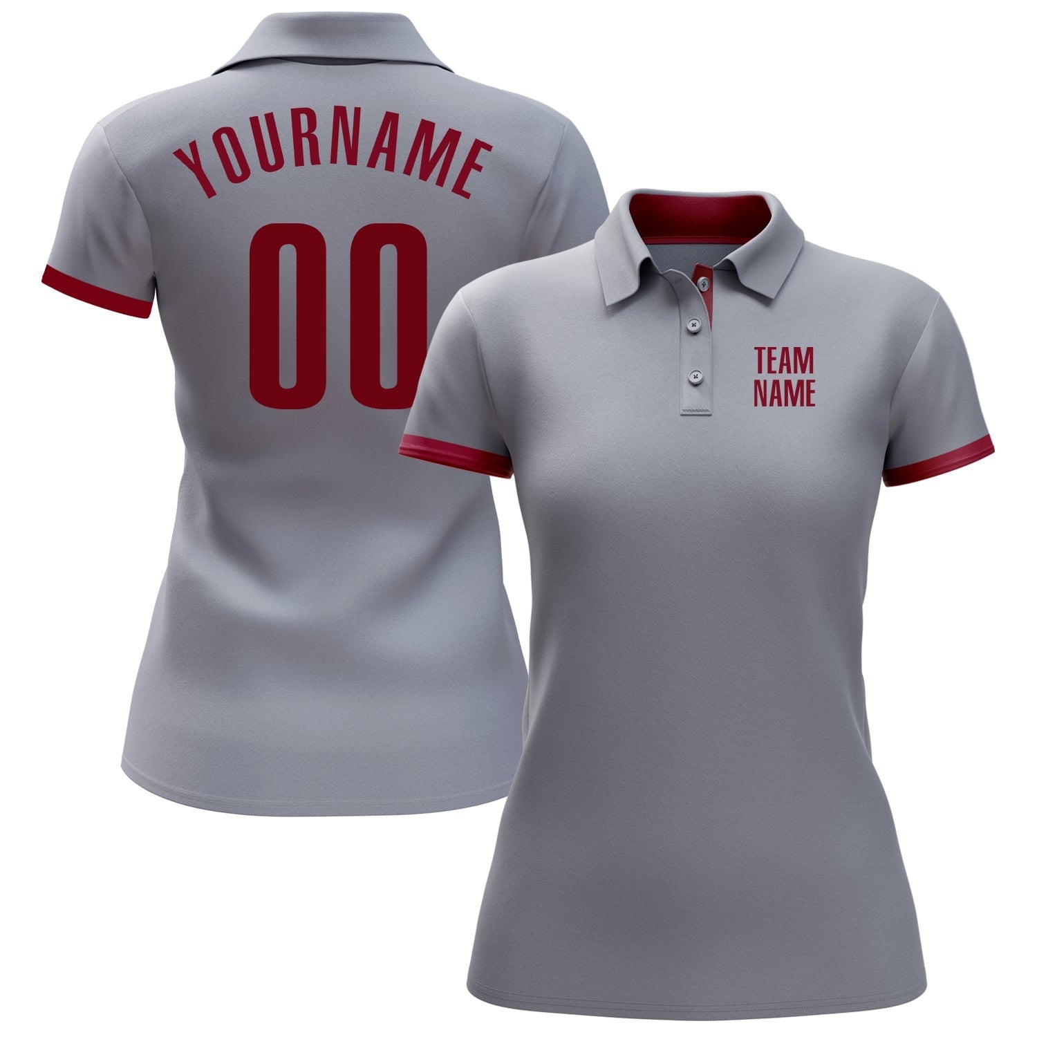 Custom Gray Crimson Performance Golf Polo Shirt photo 2