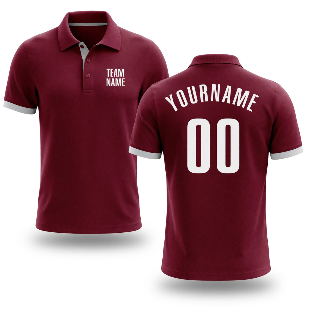 Custom Crimson White Performance Golf Polo Shirt
