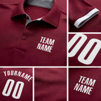 Custom Crimson White Performance Golf Polo Shirt detail