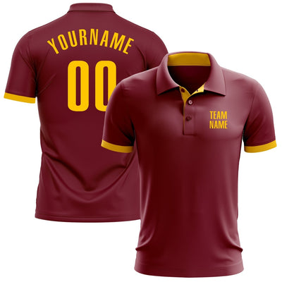 Custom Crimson Golf Polo with Yellow Lettering