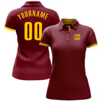 Custom Crimson Yellow Performance Golf Polo Shirt photo 2