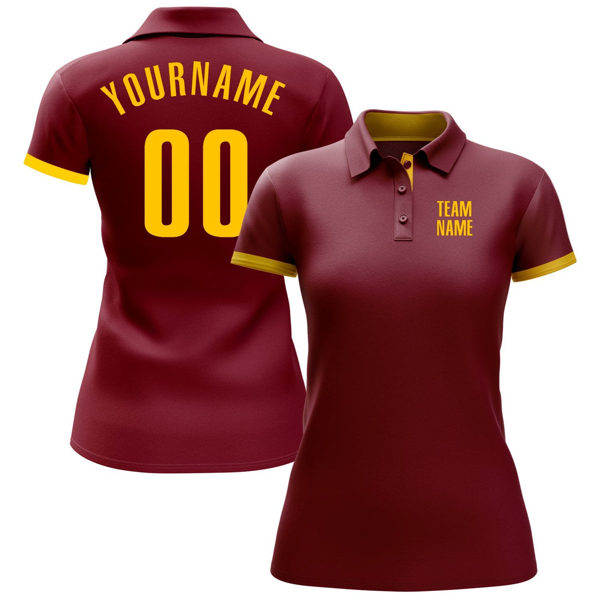 Custom Crimson Yellow Performance Golf Polo Shirt photo 2