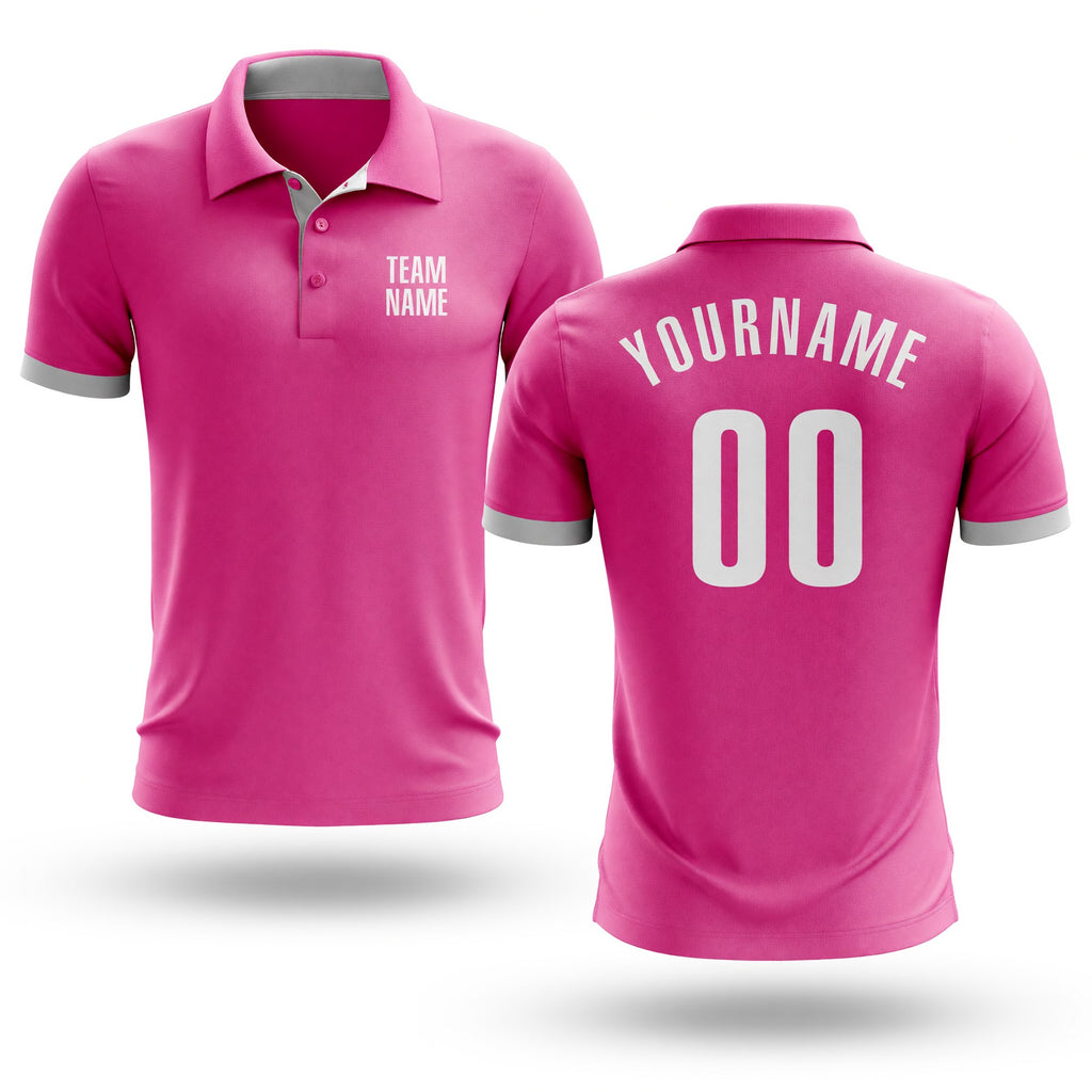 Custom Pink White Performance Golf Polo Shirt