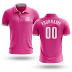 Custom Pink White Performance Golf Polo Shirt