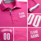 Custom Pink White Performance Golf Polo Shirt detail