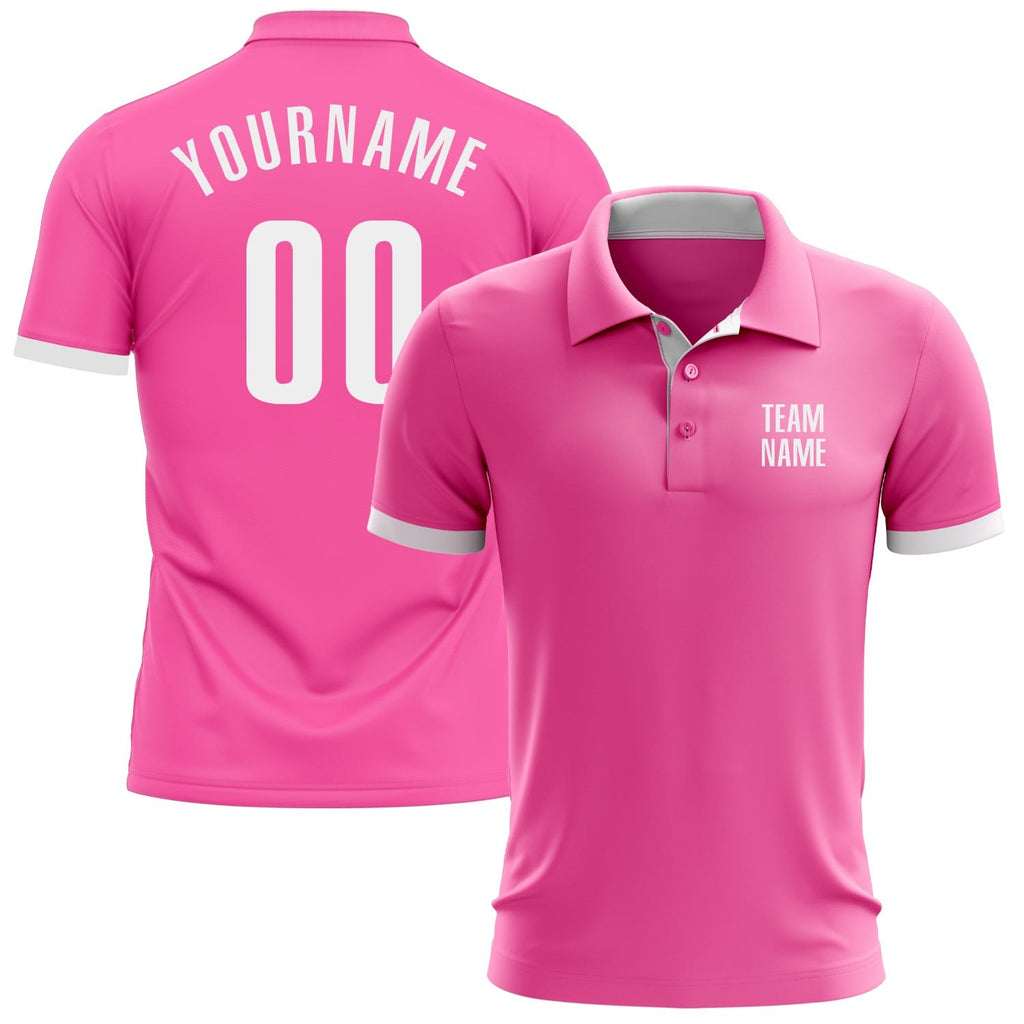 Custom Pink White Performance Golf Polo Shirt photo 1