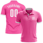 Custom Pink White Performance Golf Polo Shirt photo 1