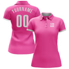 Custom Pink White Performance Golf Polo Shirt photo 2