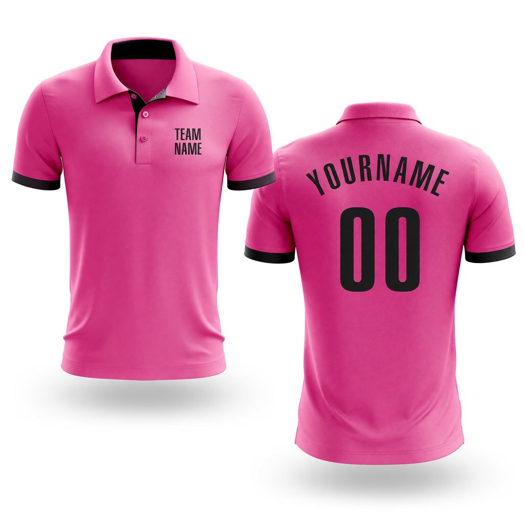 Custom Pink Black Performance Golf Polo Shirt