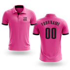 Custom Pink Black Performance Golf Polo Shirt