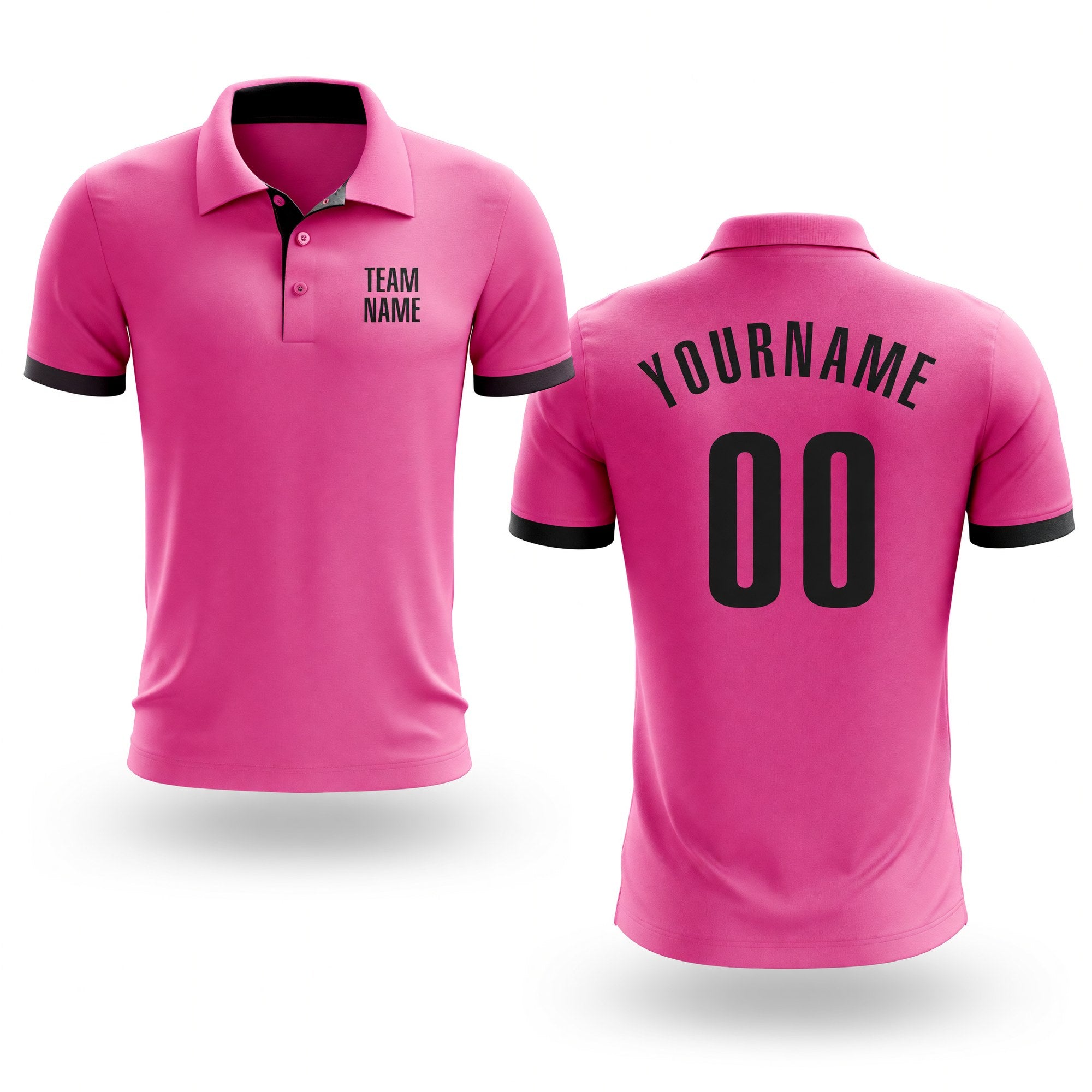 Custom Pink Black Performance Golf Polo Shirt