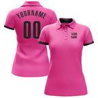 Custom Pink Black Performance Golf Polo Shirt photo 2