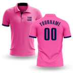 Custom Pink Navy Performance Golf Polo Shirt