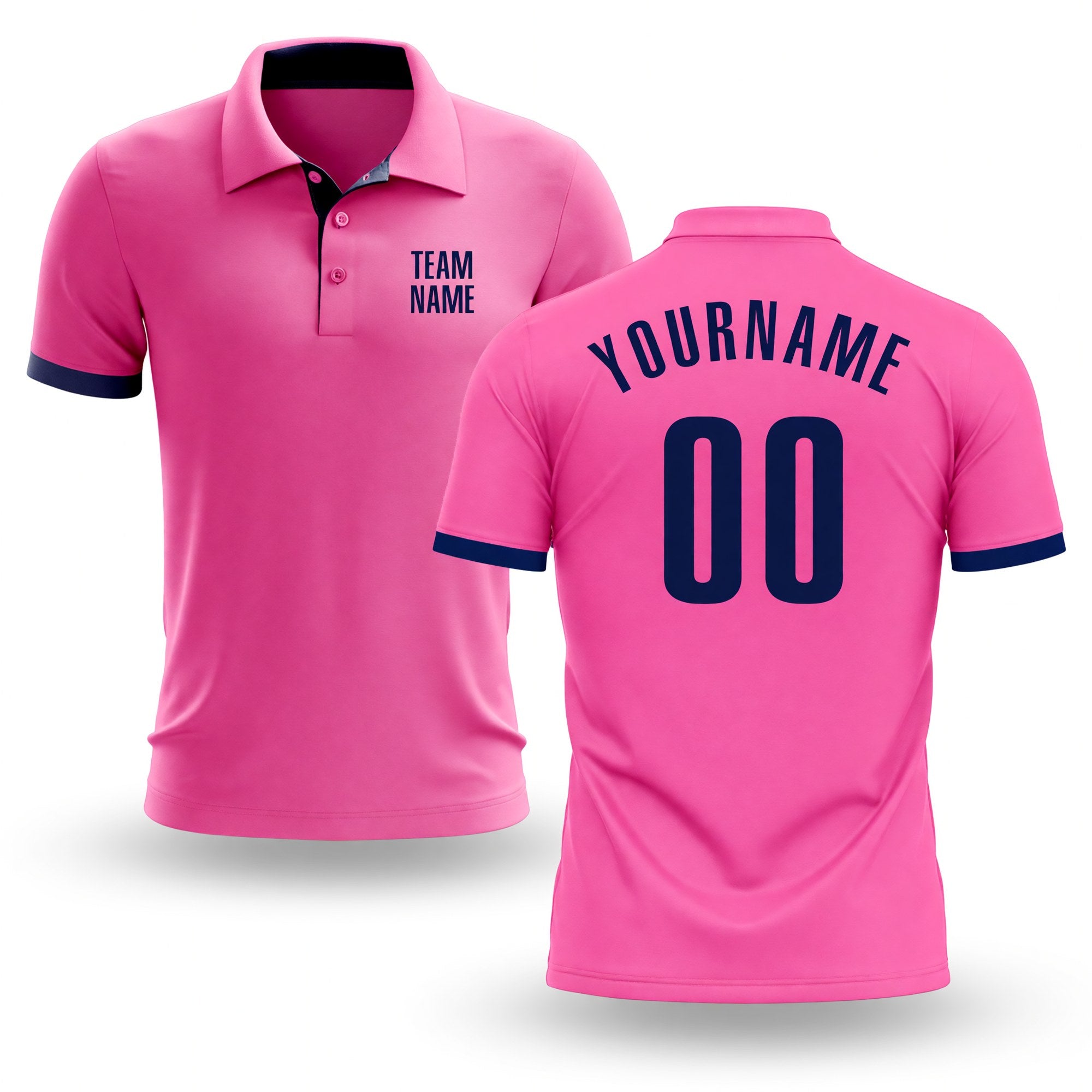 Custom Pink Navy Performance Golf Polo Shirt