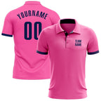 Custom Pink Navy Performance Golf Polo Shirt photo 1