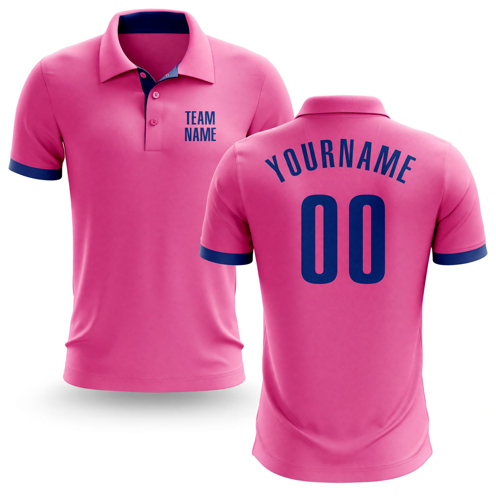 Custom Pink Royal Performance Golf Polo Shirt