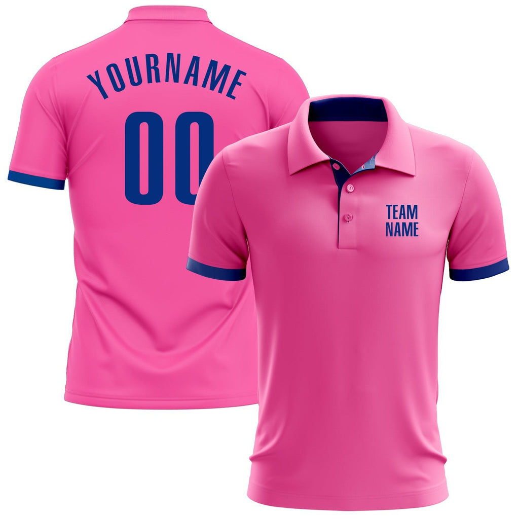 Custom Pink Royal Performance Golf Polo Shirt photo 1