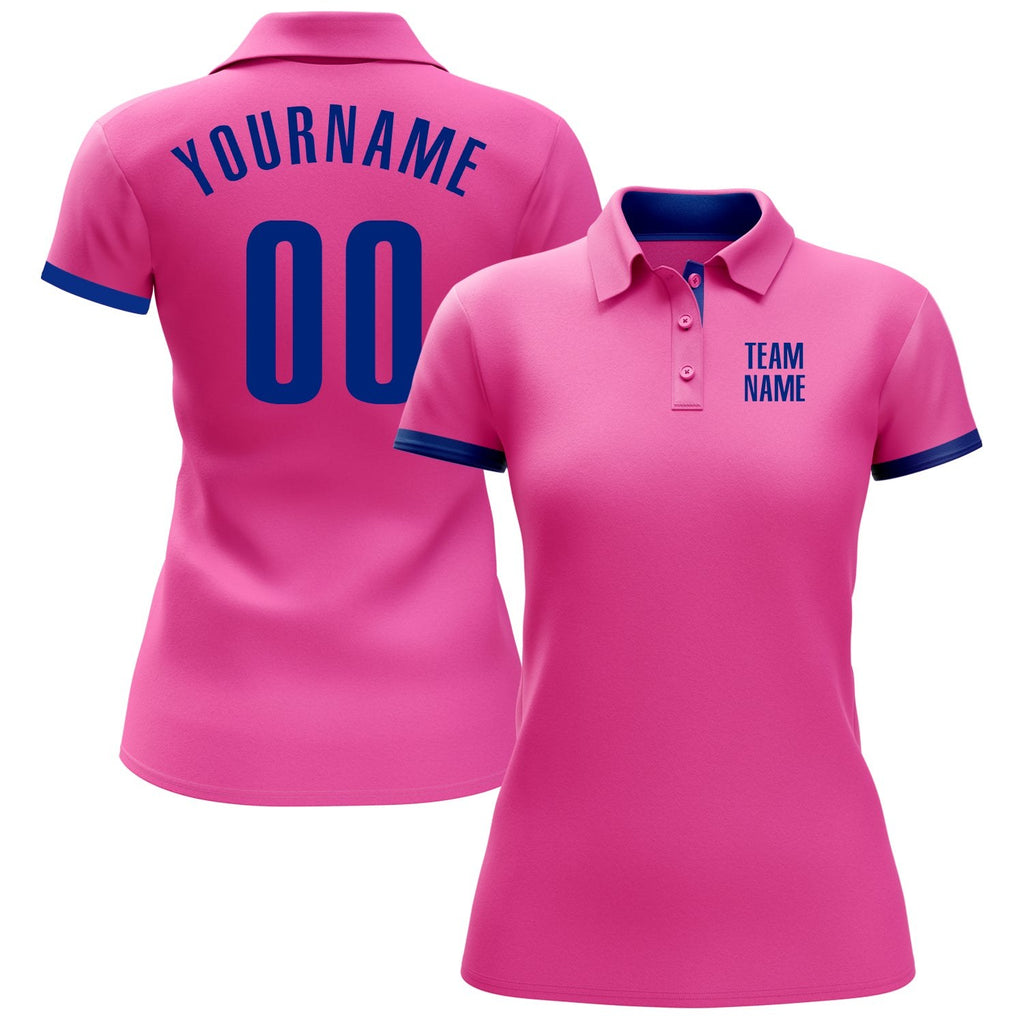 Custom Pink Royal Performance Golf Polo Shirt photo 2