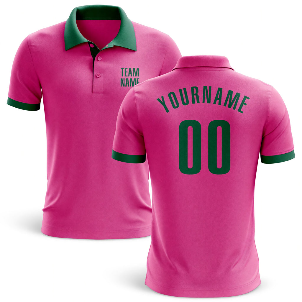 Custom Pink Kelly Green Performance Golf Polo Shirt