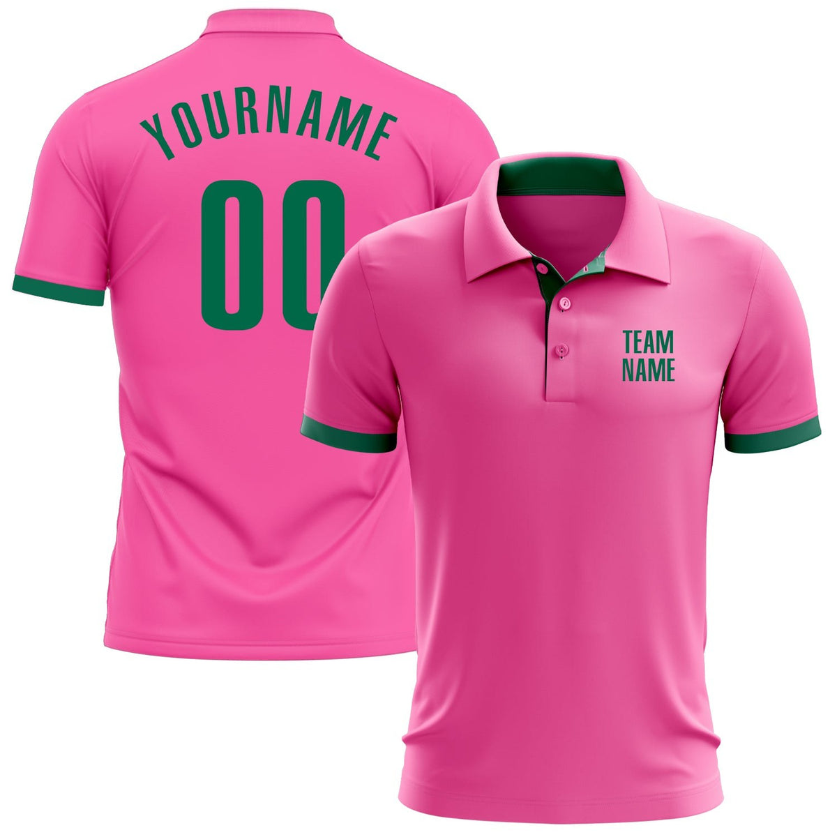 Custom Pink Kelly Green Performance Golf Polo Shirt photo 1