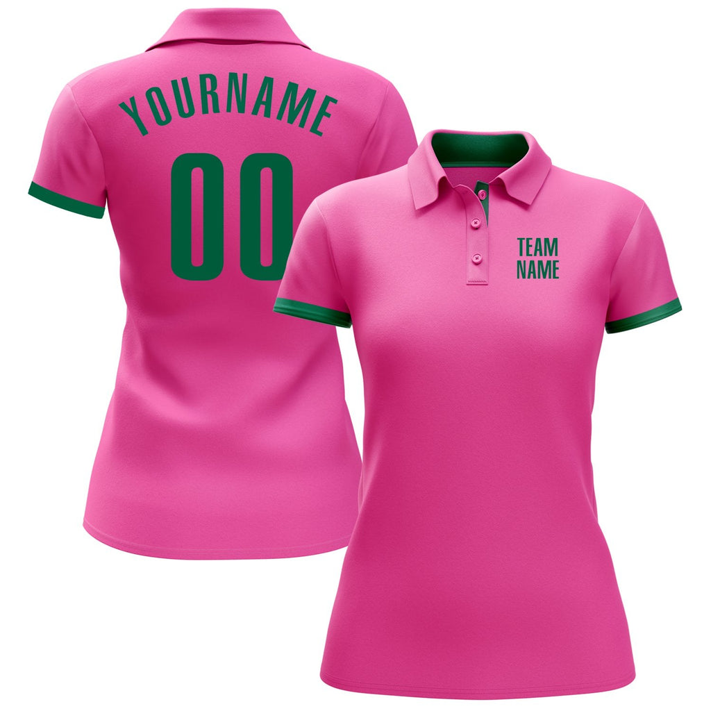 Custom Pink Kelly Green Performance Golf Polo Shirt photo 2