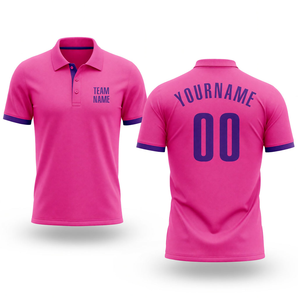 Custom Pink Purple Performance Golf Polo Shirt