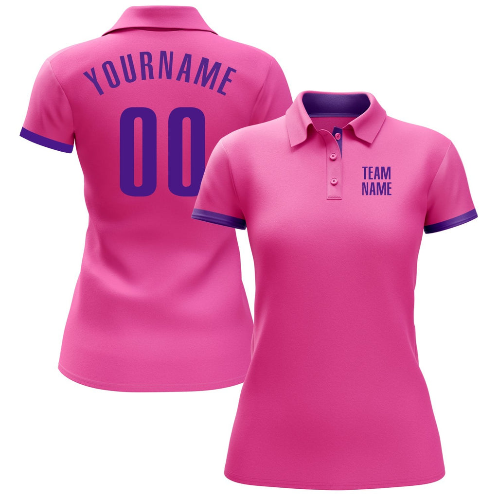 Custom Pink Purple Performance Golf Polo Shirt photo 2