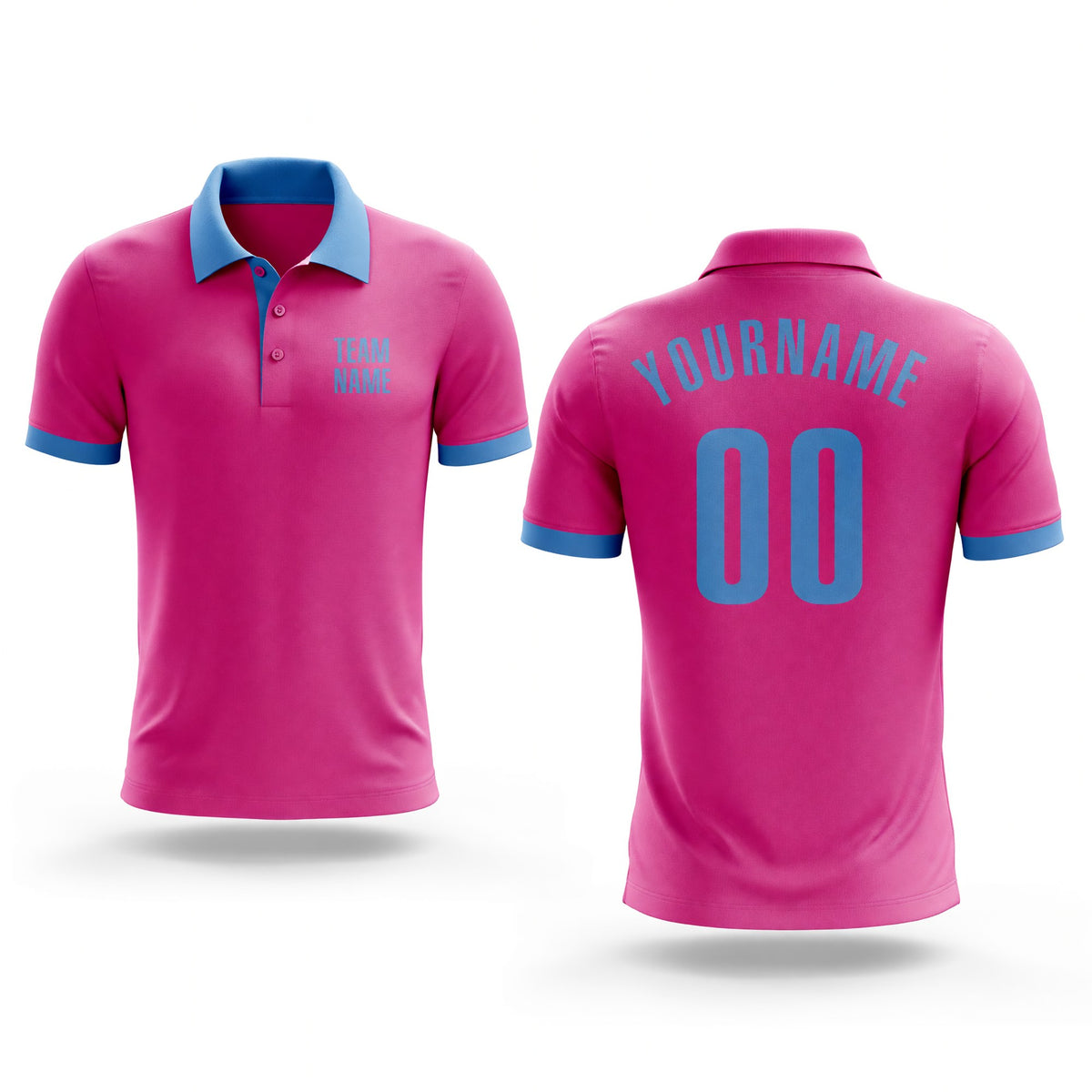 Custom Pink Light Blue Performance Golf Polo Shirt