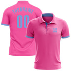 Custom Pink Light Blue Performance Golf Polo Shirt photo 1