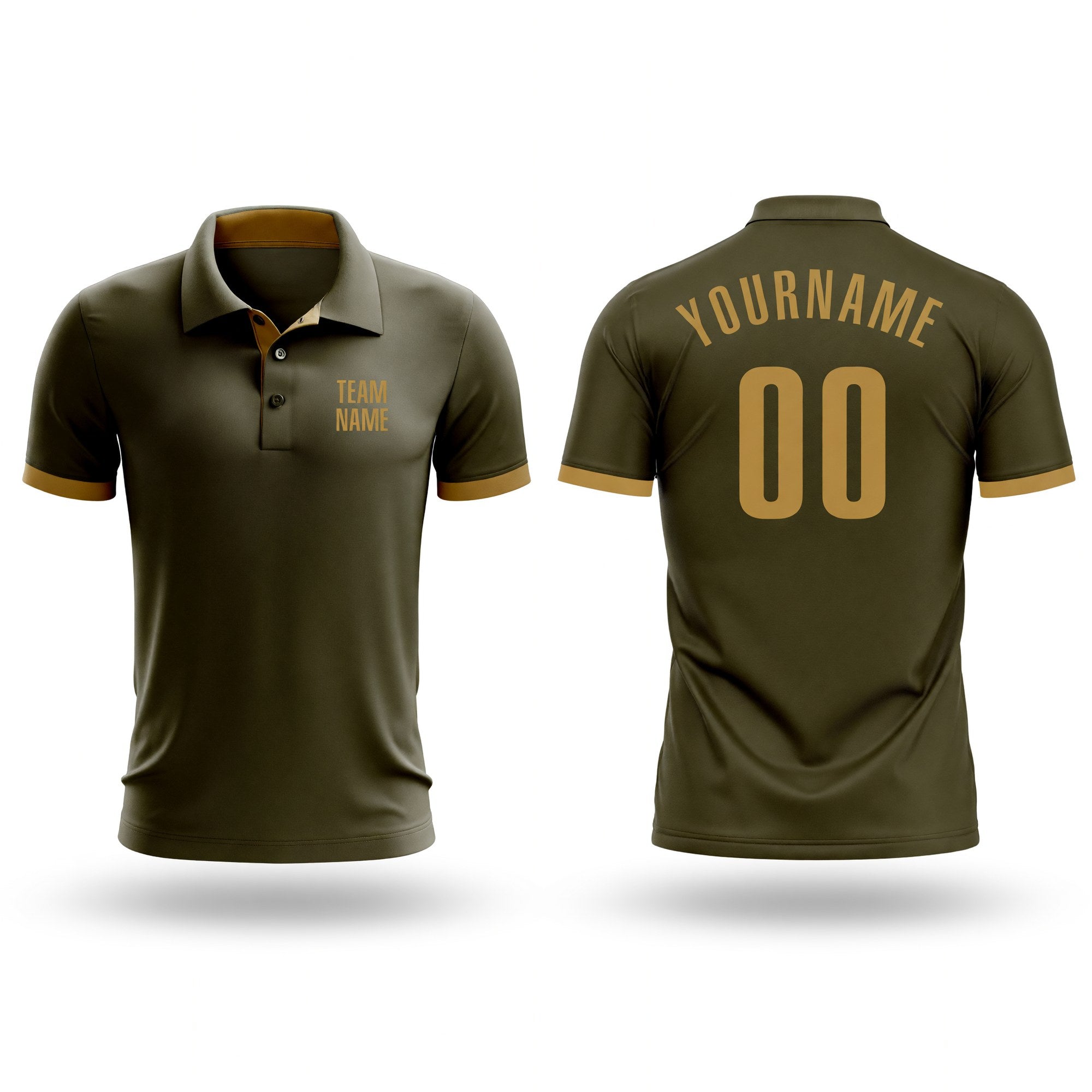 Custom Olive Old Gold Performance Salute To Service Golf Polo Shirt