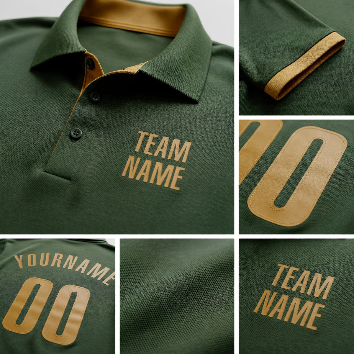 Custom Olive Old Gold Performance Salute To Service Golf Polo Shirt detail