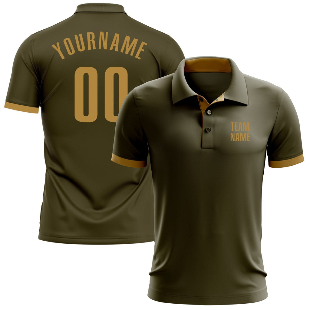 Custom Olive Old Gold Performance Salute To Service Golf Polo Shirt photo 1