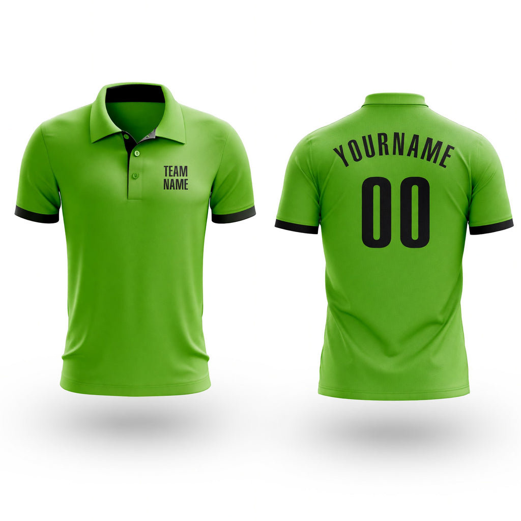 Custom Neon Green Black Performance Golf Polo Shirt