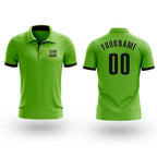 Custom Neon Green Black Performance Golf Polo Shirt
