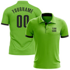 Custom Neon Green Black Performance Golf Polo Shirt photo 1