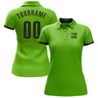 Custom Neon Green Black Performance Golf Polo Shirt photo 2
