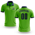 Custom Neon Green Navy Performance Golf Polo Shirt