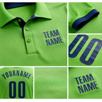Custom Neon Green Navy Performance Golf Polo Shirt detail