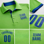 Custom Neon Green Royal Performance Golf Polo Shirt detail